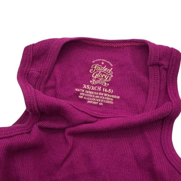 Lot Of 3 Girls Size XS 4-5 Tank Tops Green Purple Pink Butterfly & Leopard Print - Picture 9 of 12